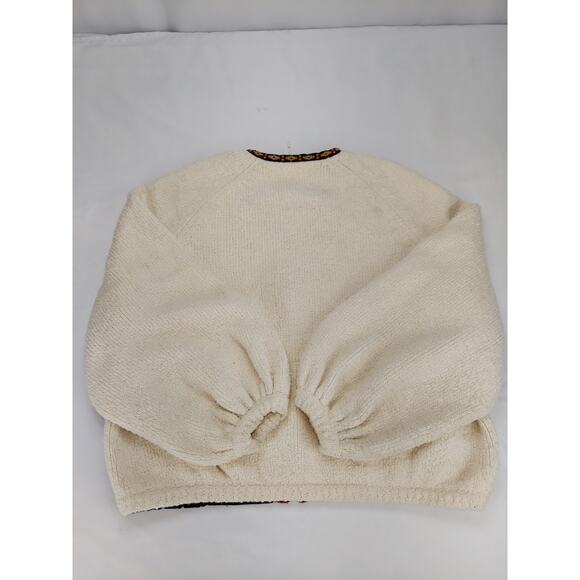 Free People Oversized Boho Boucle Bell Two Faced Embroidered Blue Red Jacket S - Picture 14 of 15